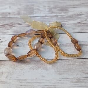 Set of 3 Stretch Bracelets Amber Tones